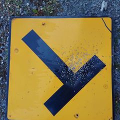 Old aluminium Irish road sign