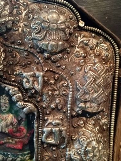 Large Silver Early 19th Century Gua with A Tsatsa of Green Tara