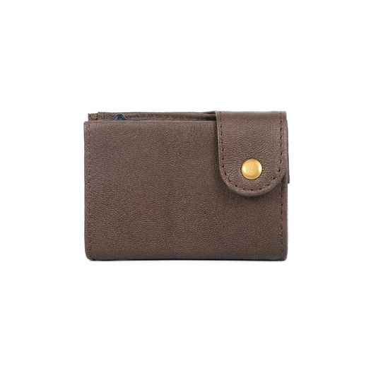 Genuine Leather Pop-Up Card Holder Wallet RFID Blocking Slim Credit Card Case