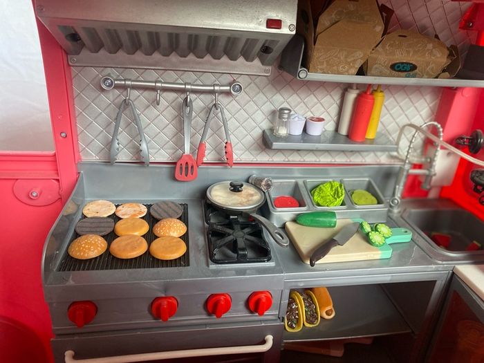 Our generation food truck, bathtub, picnic table, dolls, and clothes