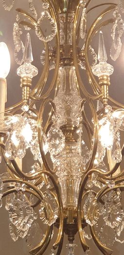 Old Brass&Cut Glass Chandelier