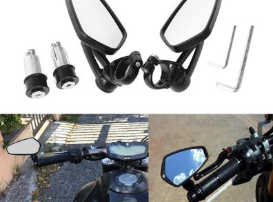 2Pcs Motorcycle Cycle eBike Aluminum 7/8" 22mm Bar End Side Rearview Mirror Universal Motorbike Bike Handlebar Rear View Mirrors Universal