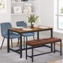 Padded Dining Bench Kitchen Bench 108 x 32.5 x 48 cm PU Cover Steel Frame for Dining Room Living Room Hallway Brown Black Image 3