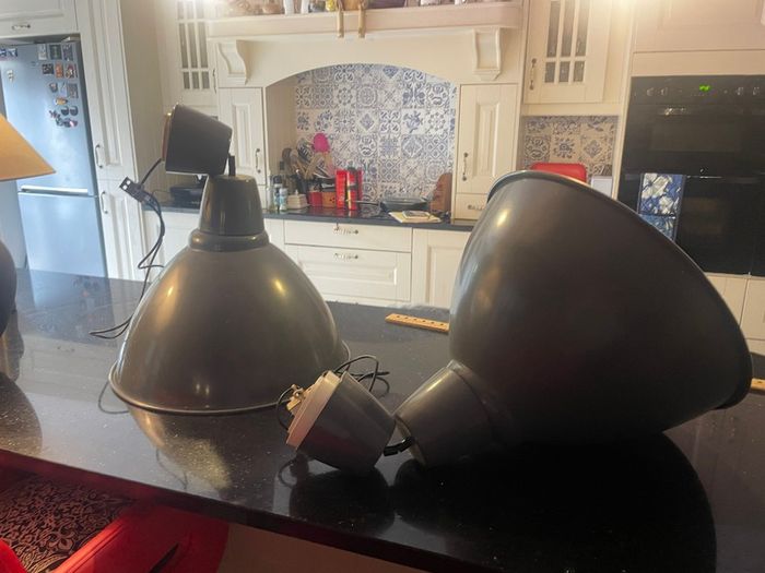TWO Pendant Lights Ikea  -grey Large 50cm With Bulbs