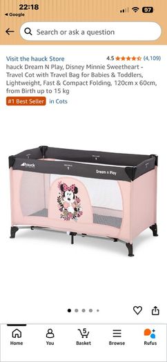 Hauck Minnie Mouse Travel Cot