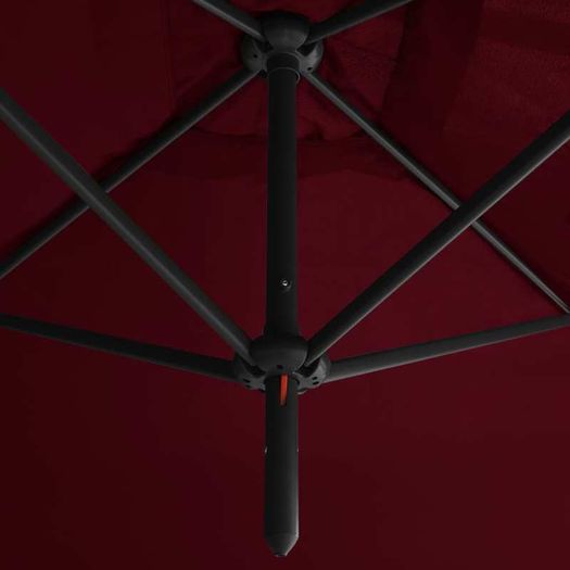 Double Parasol with Steel Pole Bordeaux Red 600x300 cm