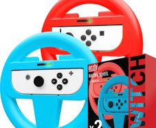 Steering Wheels for Nintendo Switch & OLED Joy-Cons, Racing Wheels for Mario Kart 8 Deluxe [Mariokart Switch Steering Wheel Joycon Controller Attachment (FREE POSTAGE)