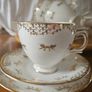 Fine bone China teaset Royal Tara gold white gilded 21 piece set Image 4