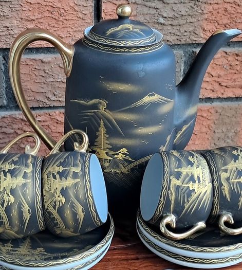 Vintage Japanese Style Tea Set Black And Gold For Sale in Drogheda ...