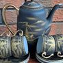 Vintage Japanese-style tea set - black and gold Image 2