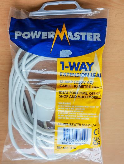 1-Way Extension Lead | 1 Socket Cord 10 metre | BRAND NEW