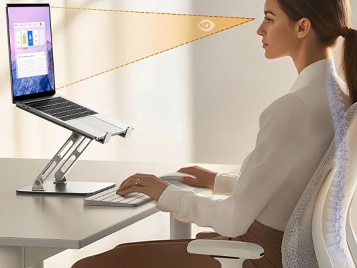 Laptop Stand for Desk, Dual-Bar Support&Height Adjustable Laptop Riser Cookbook Holder, Ventilated Portable & Foldable Computer Stand, Compatible with MacBook