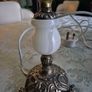 Vintage Mid Century marble.onyx brass gold metal ormate lamp base Image 8