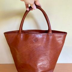 Luxury Irish Holden Bucket Handbag, Cognac Leather, Made in Dingle, Vintage