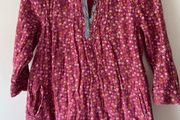 Ditsy pattern purple, pink and denim floral dress with pockets