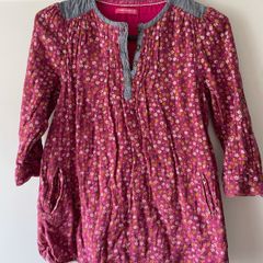 Ditsy pattern purple, pink and denim floral dress with pockets