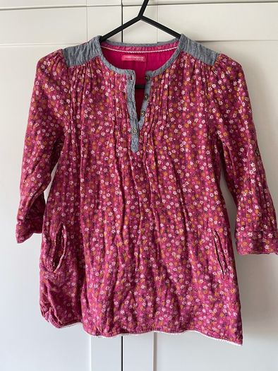Ditsy pattern purple, pink and denim floral dress with pockets