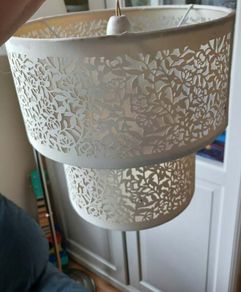 Cream floral laser-cut tiered lampshade