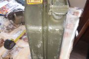 Old Green Military Steel Jerry Can with Crows Foot Stamp,