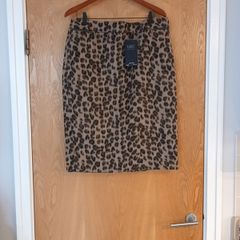 M&S Camel Milx Animal Print  Skirt. S. 16.  B.N.W.T
