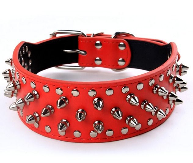Dog Genuine Leather Spiked Collar