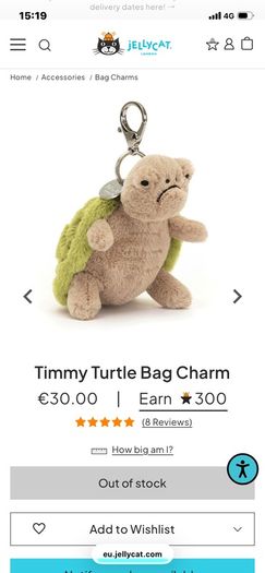 New JELLYCAT Timmy Turtle Bag Charm