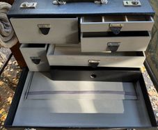 Vintage Leather Drop-Front Specimen/Tool Chest (47 x 27 x 15 cm)