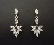 Art Deco Style Crystal Dangle Silver Earrings