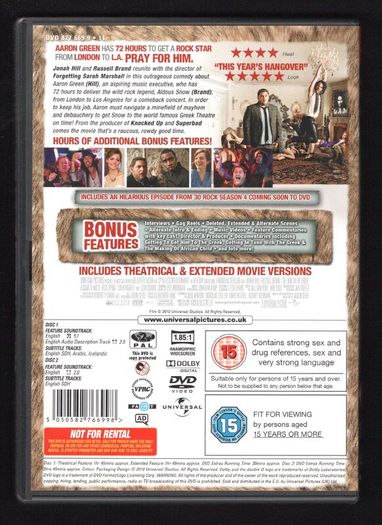 Get Him to the Greek 2 disc DVD Movie starting Jonah Hill and Russell Brand