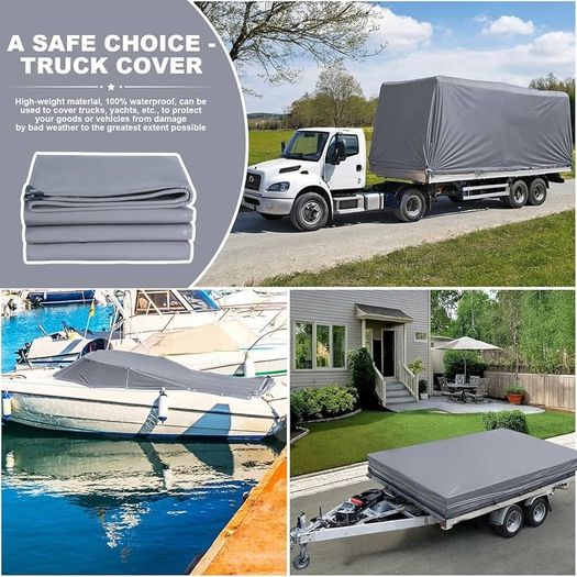 440G/M Pvc Heavy Duty Tarpaulin 4m / 6m, Waterproof Heavy Duty Tarp Sheet Cover Waterproof, Weatherproof, Frost-Resistant, Uv Protection, Multipurpose, Reinforced Eyelets, Gray (4 x 6m)