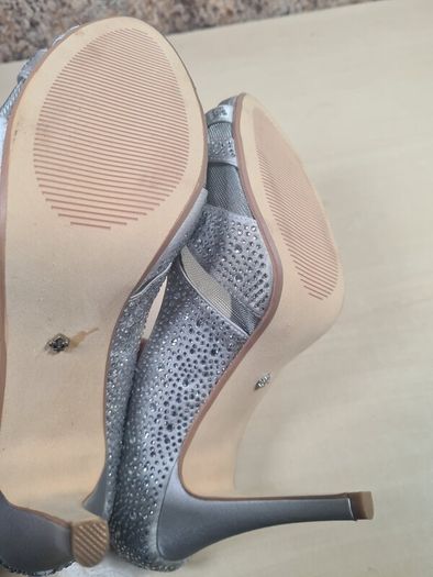 Womens Amy Huberman Bourbon Cluney Brown High Heels Stilettos  Silver Diamontes Size Uk 6.5 Eu 40 LIKE NEW