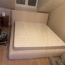 Cream Upholstered Bed Frame with Mattres Image 6