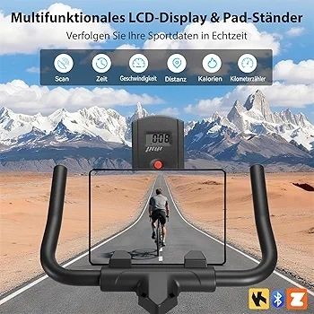 Exercise Bike with Adjustable Resistance, Quiet Home Trainer Bicycle with App, Ergometer Indoor Spinning Bike for Cardio Training at Home, Fitness Bike up to 160 kg