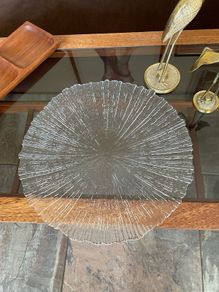 Vintage Mid-Century Modern Bark or Rain Glass Pattern Platter