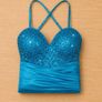 Teal Debs Prom Dress Size 12 sparkly too strappy backless sparkle top Image 3