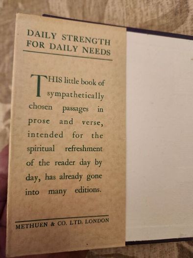 Daily Strenght For Daily Needs. By Mary W. Tileston. Hardback With Dustjacket In Good Condition.