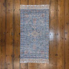 Art Carpet Kilim Collection Blue Floral Rug 135 x 68cm
