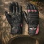 Premium Women Black & Pink Leather Riding Gloves Image 2