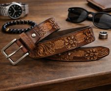 Premium Embossed Genuine Leather Belt Stylish Vintage Designer Belt Durable Formal & Casual Waist Belt