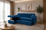 Blue Velvet Kris Corner sofa bed with storage