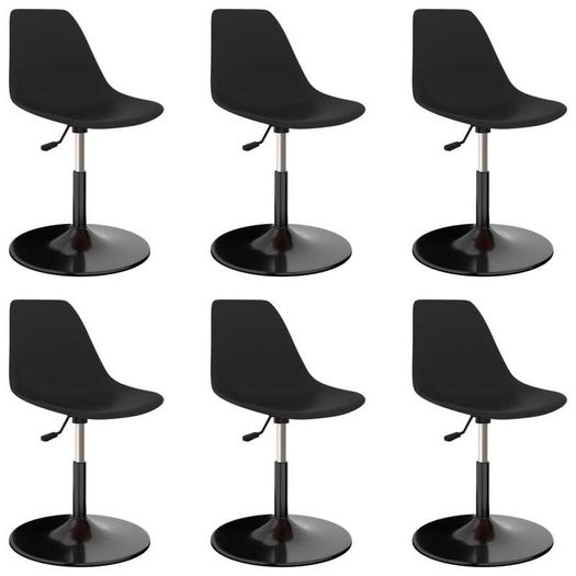 Swivel Dining Chairs 6 pcs Black PP