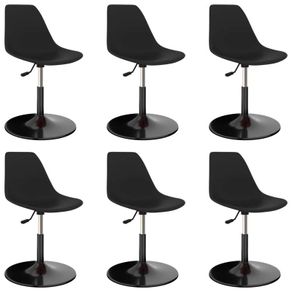 Swivel Dining Chairs 6 pcs Black PP