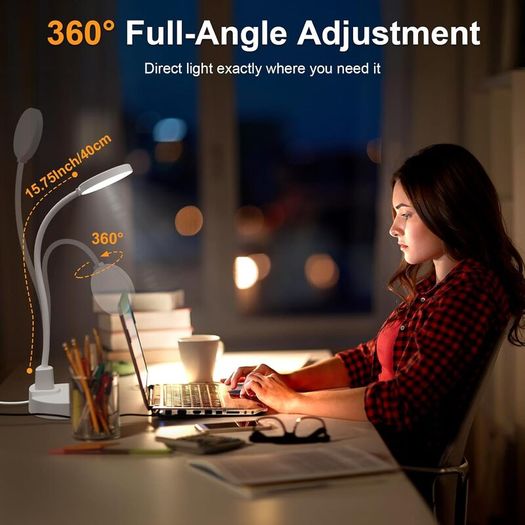 60 LED Desk Lamp with USB Charging Ports  Dimmable Table Lamp with 3 Color Temps, 5 Brightness, 4 Timers, 15W Flexible Gooseneck Light with Base, Eye-Caring Reading Light for Home Office, Bedroom