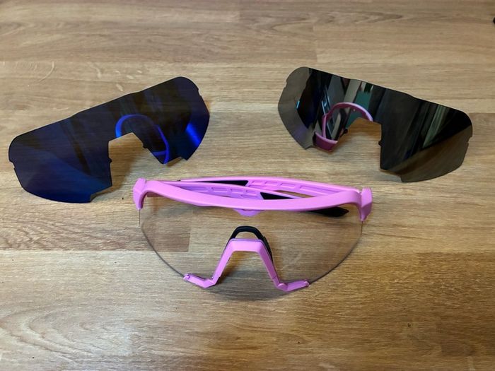 100percent Pink Cycling Sunglasses with 3 Interchangeable Lenses