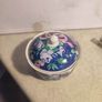 Vintage Otagiri Trinket Box Blue Gold trim Round Floral Fraser Collection Japan Image 9
