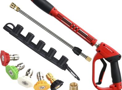 Tool Daily Deluxe Pressure Washer Gun, with Replacement Wand Extension, 5 Nozzle Tips, M22 Fitting, 40 Inch, 5000 PSI (FREE POSTAGE)