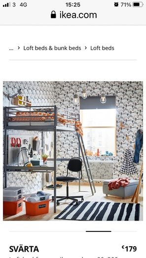 IKEA SVARTA loft bed frame