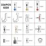 NEW SALE | Fishing Swivels Snaps Kit 226pcs/Box Barrel Rolling Swivels Snaps Sinker Weights Crossline Three Way Swivel Split Rings Line Beads Duo Lock Snaps Image 5