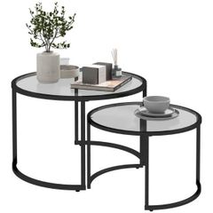 2-Piece Nesting Glass Coffee Table Set