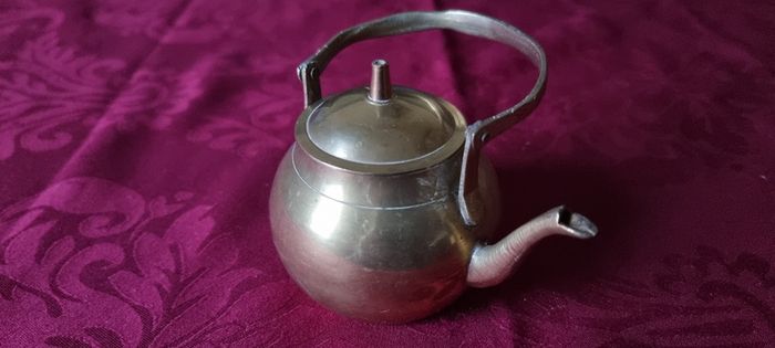 Vintage Solid Brass Decorative Small Tea Pot Ornament With Lid